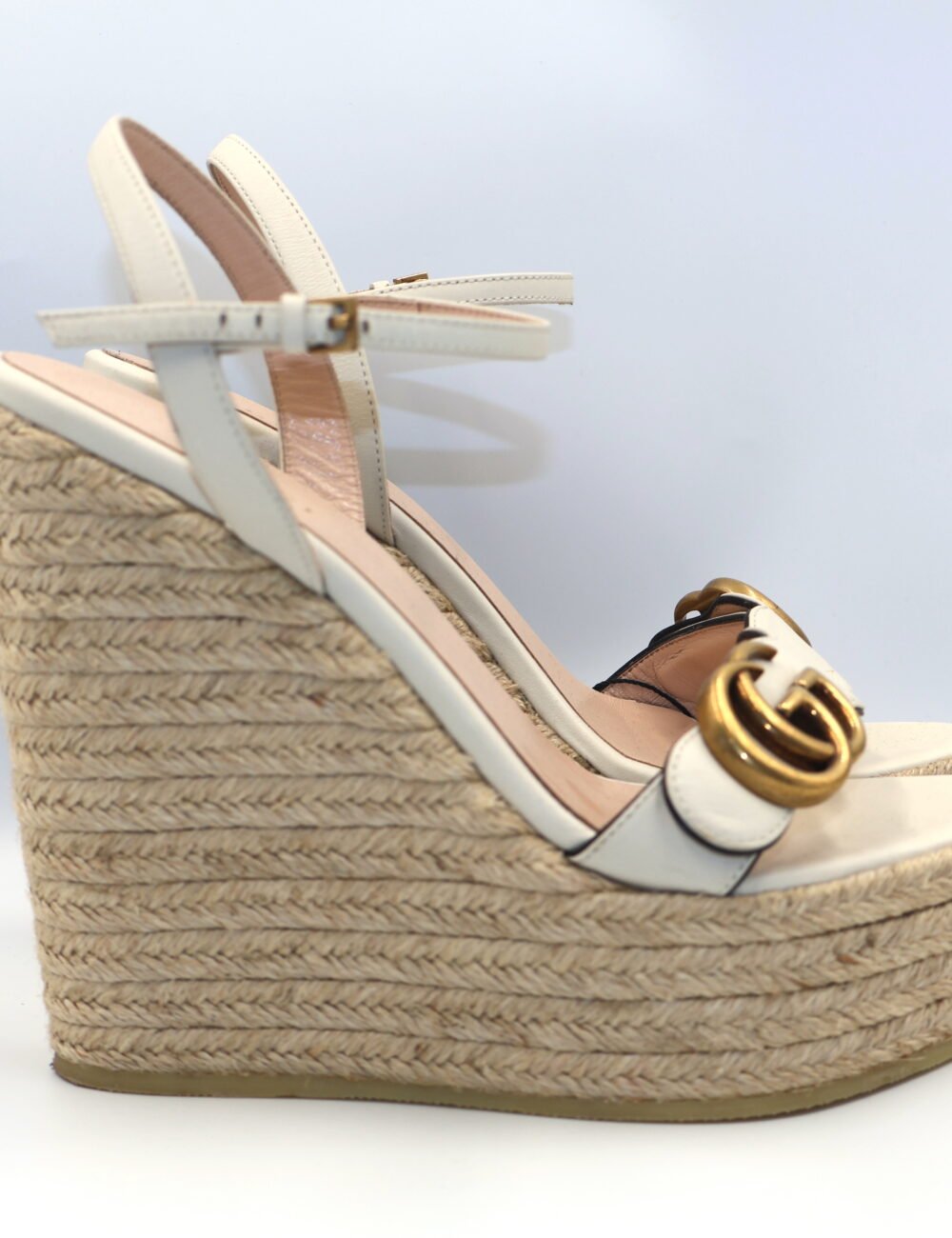 Gucci-Plataforma Marmont Cuero Blanco