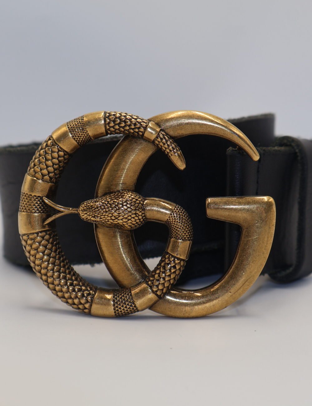 Gucci- Cinturón  de Piel Hebilla Doble G con Serpiente - Image 2