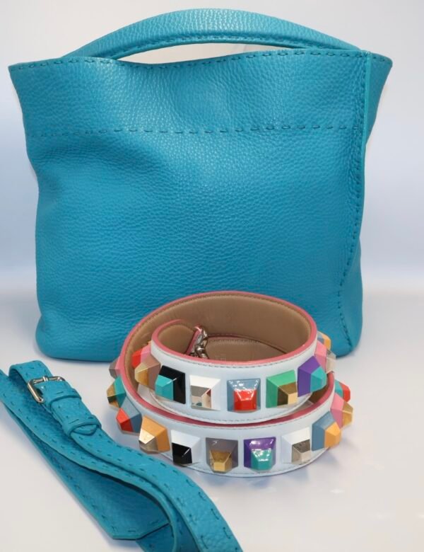 FENDI - ANNA BUCKET TURQUOISE LEATHER