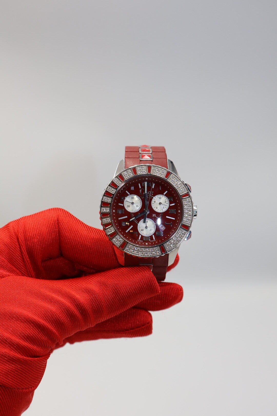 DIOR-RELOJ CRONOGRAFO CHRISTAL ROJO RUBI