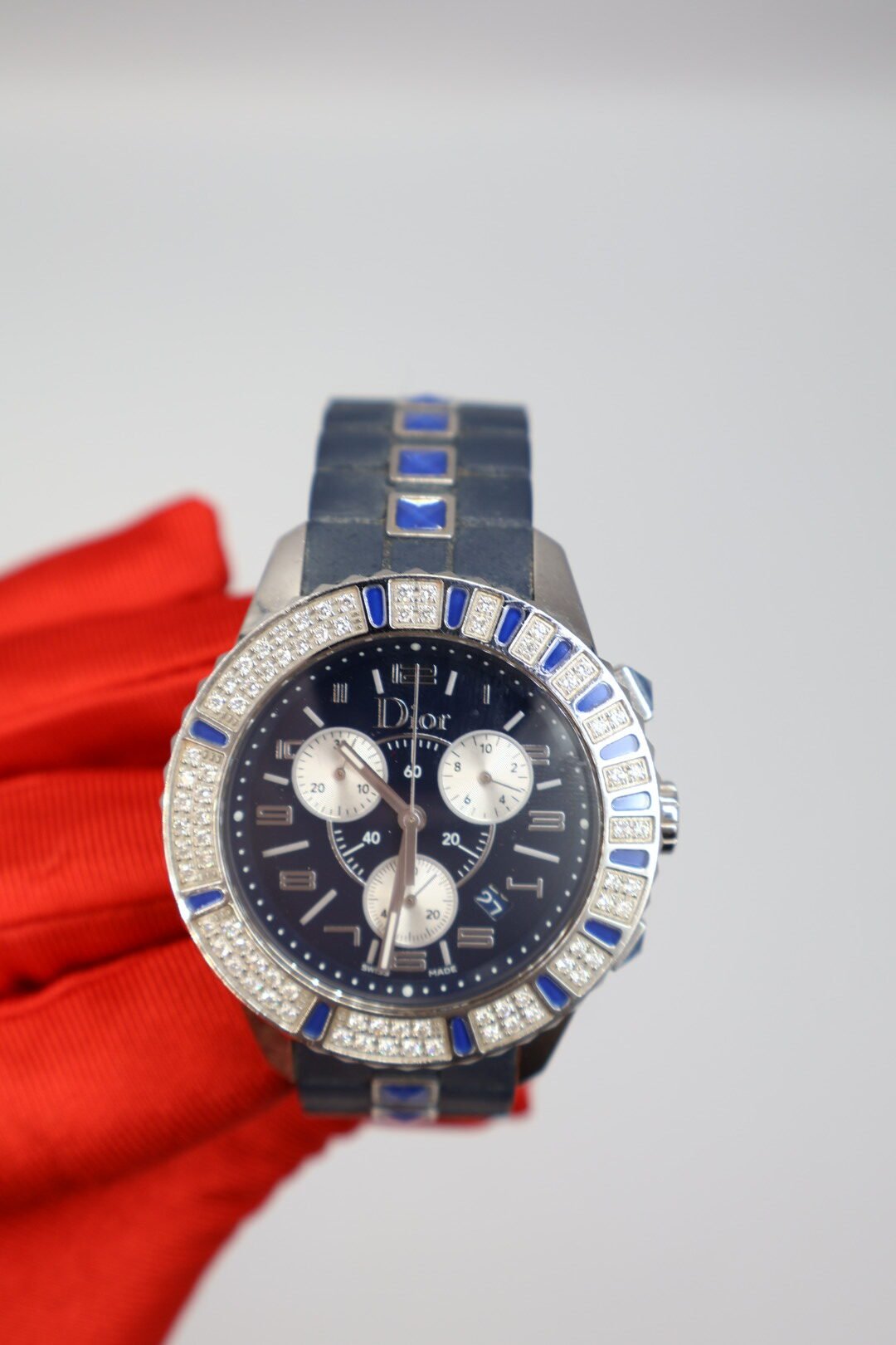 DIOR - RELOJ CRONOGRAFO CHRISTAL AZUL RUBI