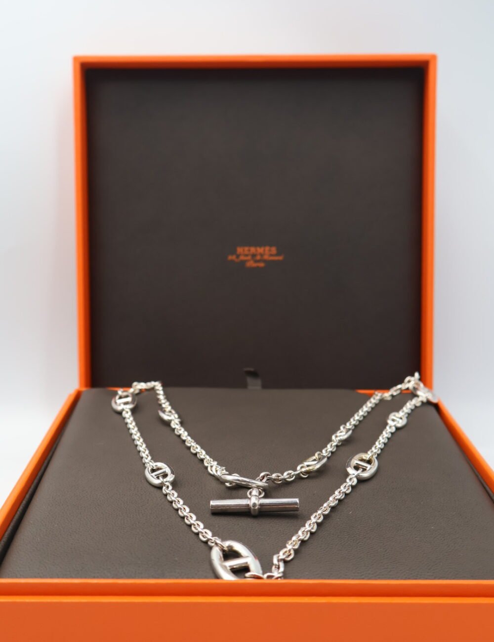 HERMES - COLLAR LARGO FARANDOLE DE PLATA