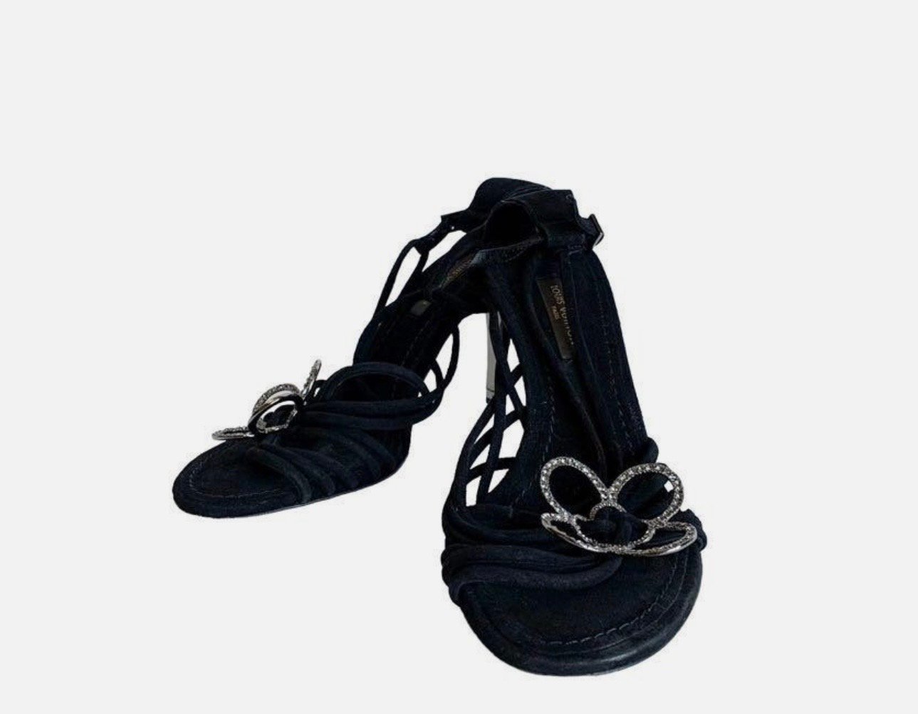 LOUIS VUITTON -SUEDE FLOWER RHINESTONE